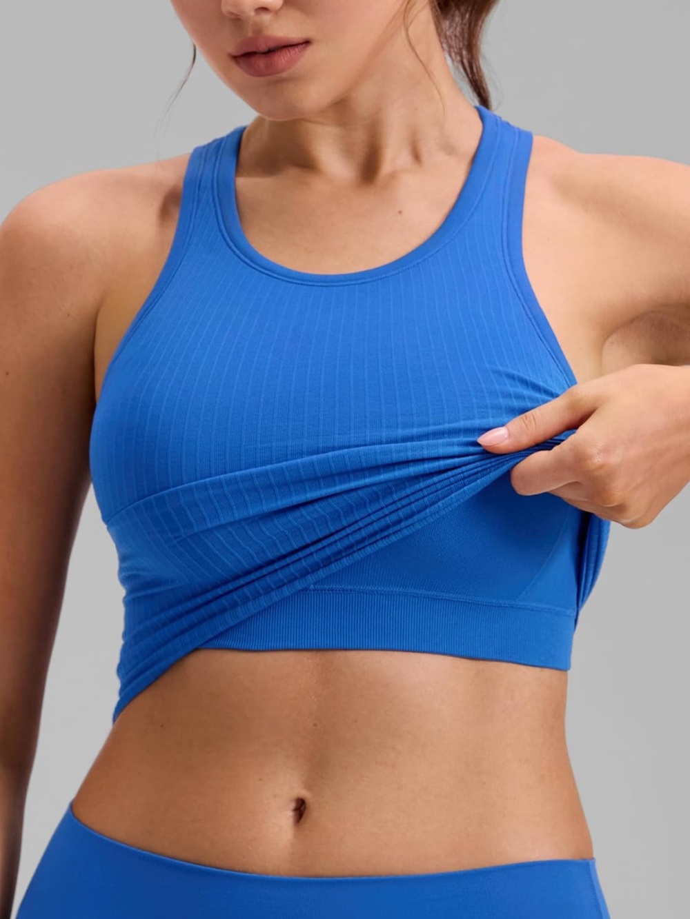 CRZ YOGA Racerback Ribbed Tank Top - Blue - Picture 8 of 10